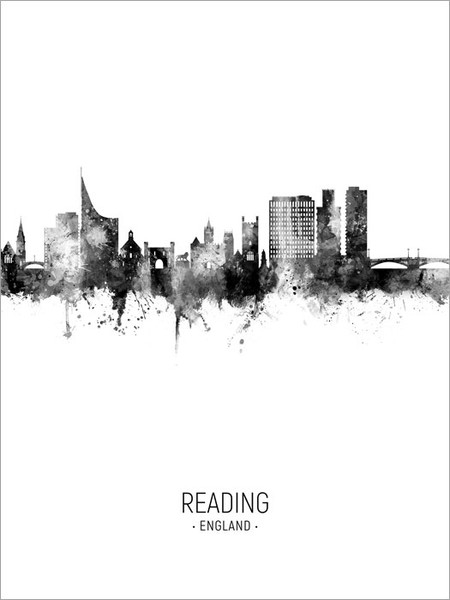 Reading England Skyline Cityscape Poster Art Print