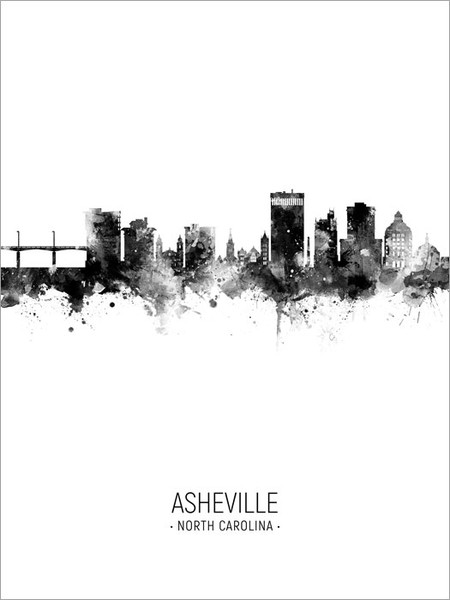 Asheville North Carolina Skyline Cityscape Poster Art Print