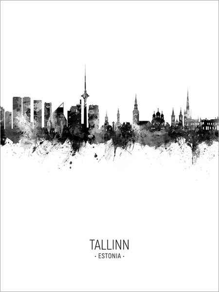 Tallinn Estonia Skyline Cityscape Poster Art Print
