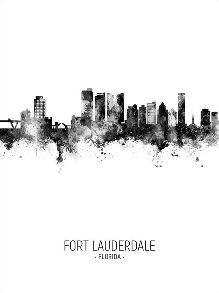 Fort Lauderdale Florida Skyline Cityscape Poster Art Print