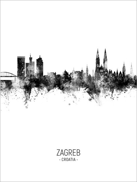 Zagreb Croatia Skyline Cityscape Poster Art Print