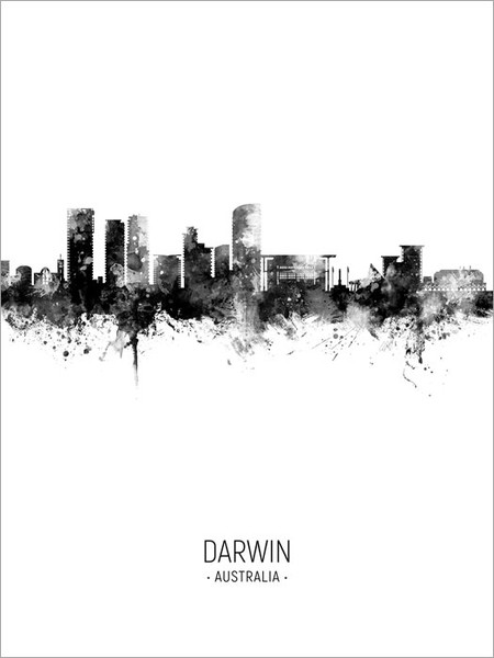 Darwin Australia Skyline Cityscape Poster Art Print
