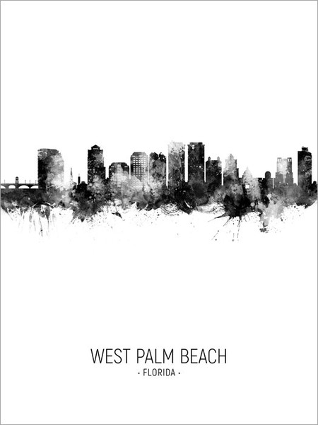 West Palm Beach Florida Skyline Cityscape Poster Art Print