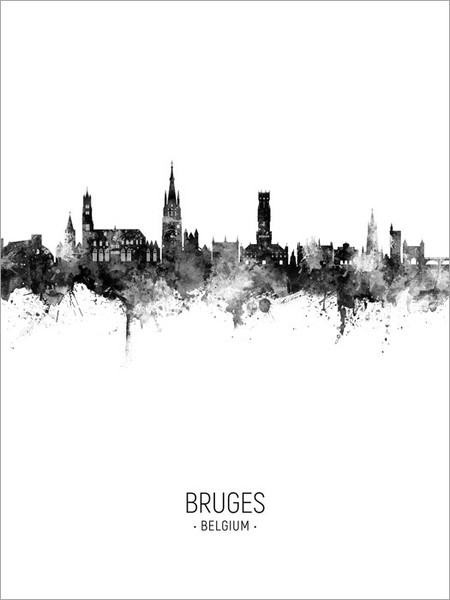 Bruges Belgium Skyline Cityscape Poster Art Print