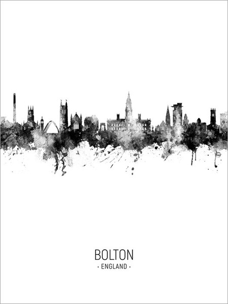 Bolton England Skyline Cityscape Poster Art Print