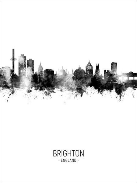 Brighton England Skyline Cityscape Poster Art Print