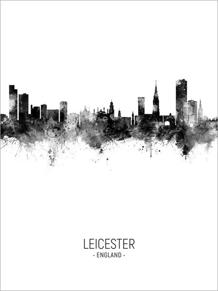 Leicester England Skyline Cityscape Poster Art Print