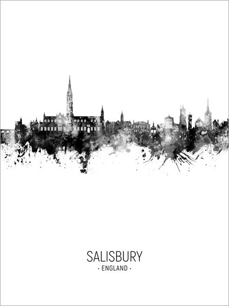 Salisbury England Skyline Cityscape Poster Art Print