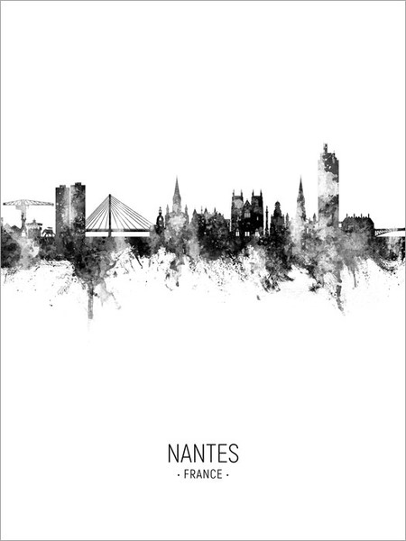 Nantes France Skyline Cityscape Poster Art Print