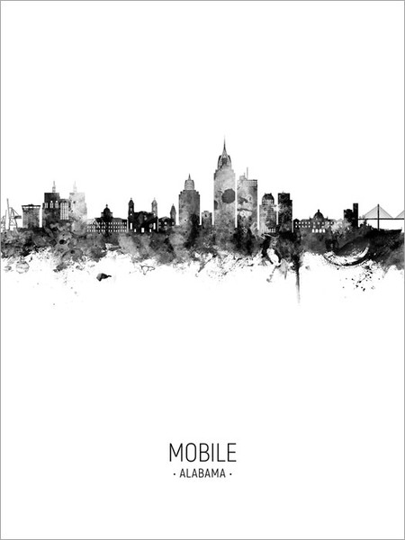 Mobile Alabama Skyline Cityscape Poster Art Print