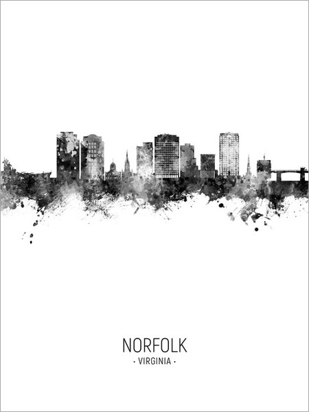 Norfolk Virginia Skyline Cityscape Poster Art Print