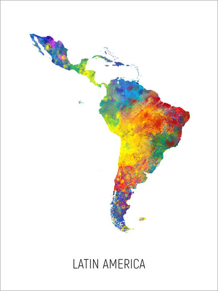 Latin America Map Poster Art Print