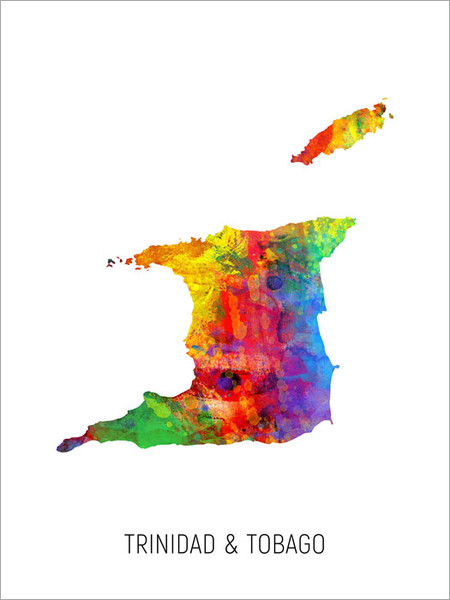 Trinidad & Tobago Map Poster Art Print