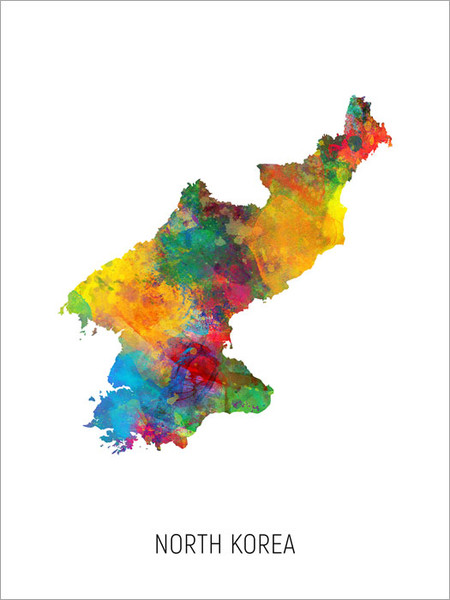 North Korea Map Poster Art Print