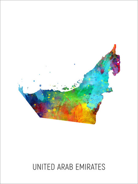 United Arab Emirates Map Poster Art Print