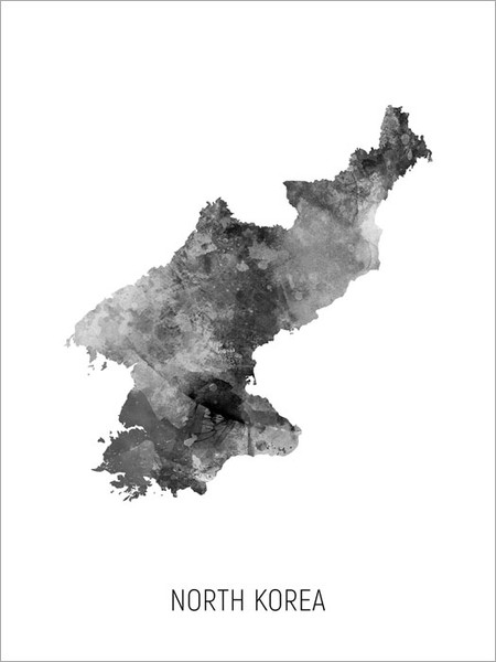 North Korea Map Poster Art Print