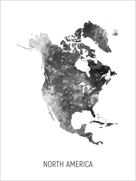 North America Map Poster Art Print