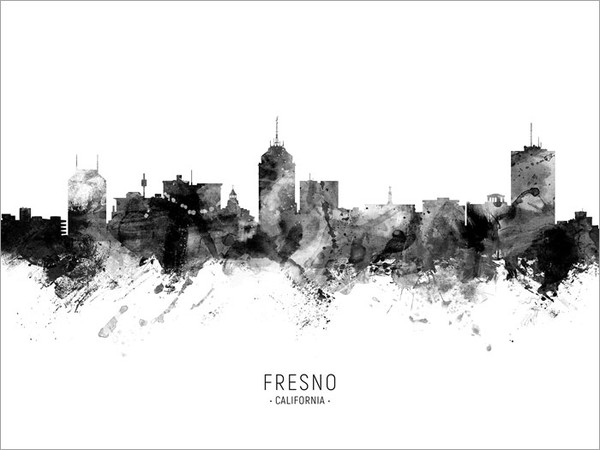 Fresno California Skyline Cityscape Poster Art Print