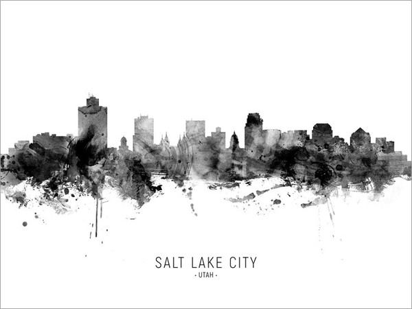 Salt Lake City Utah Skyline Cityscape Poster Art Print