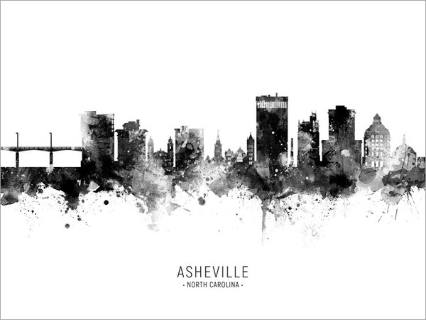 Asheville North Carolina Skyline Cityscape Poster Art Print