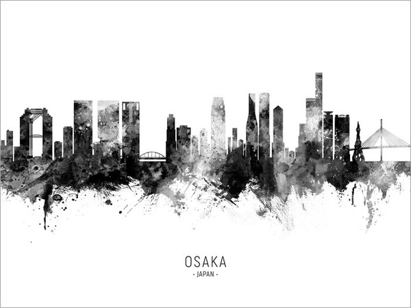 Osaka Japan Skyline Cityscape Poster Art Print