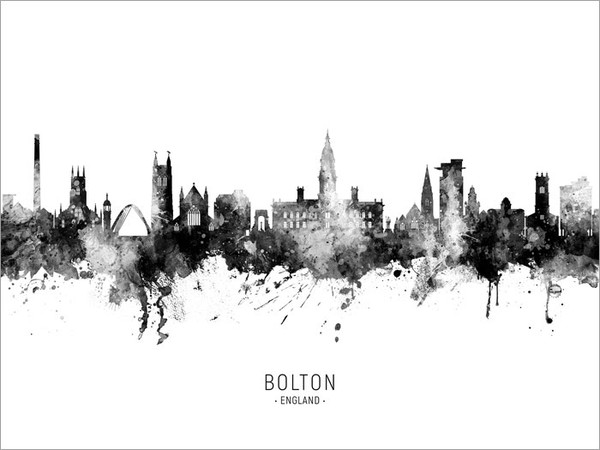 Bolton England Skyline Cityscape Poster Art Print