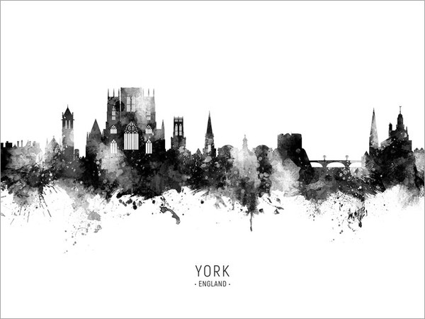 York England Skyline Cityscape Poster Art Print