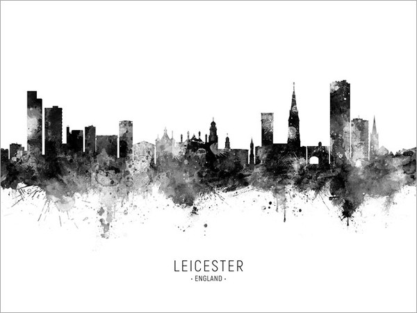 Leicester England Skyline Cityscape Poster Art Print