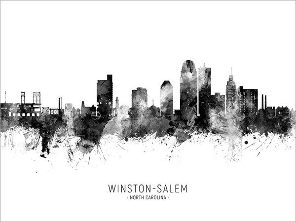 Winston-Salem North Carolina Skyline Cityscape Poster Art Print