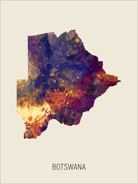 Botswana Map Poster Art Print