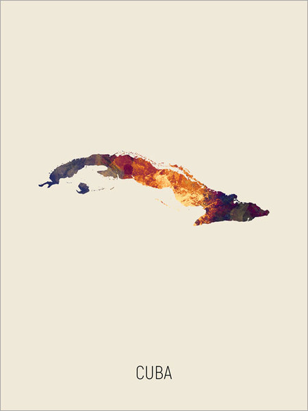 Cuba Map Poster Art Print