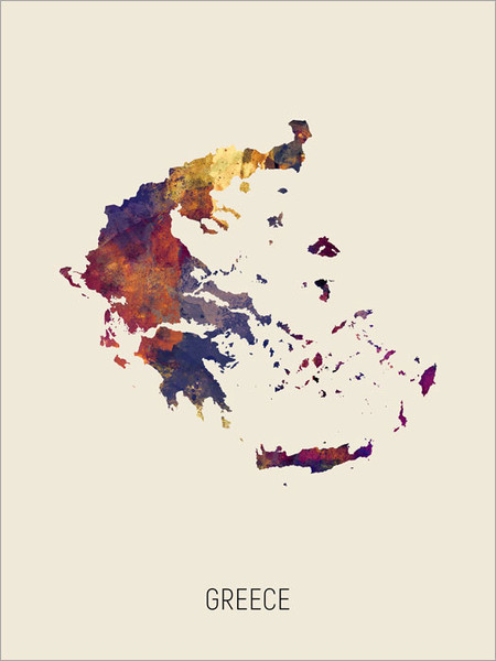 Greece Map Poster Art Print