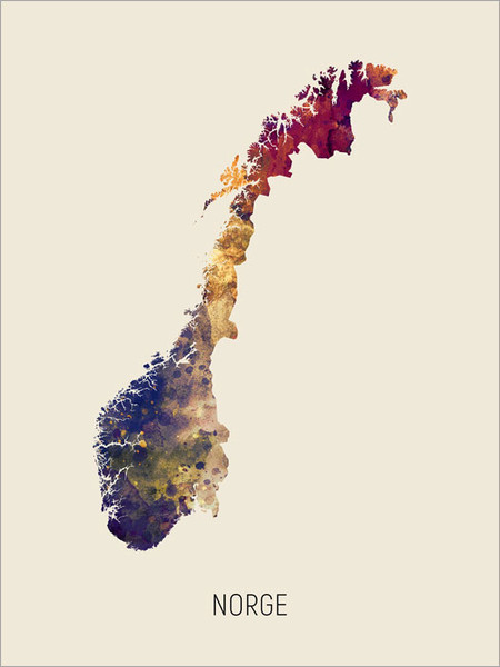 Norge Map Poster Art Print