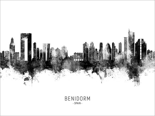 Benidorm Spain Skyline Cityscape Poster Art Print