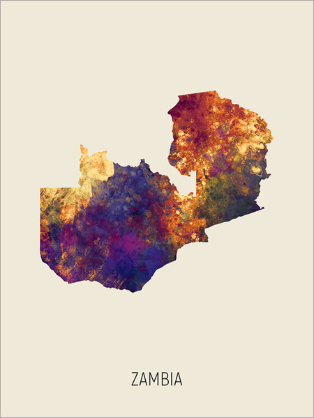 Zambia Map Poster Art Print