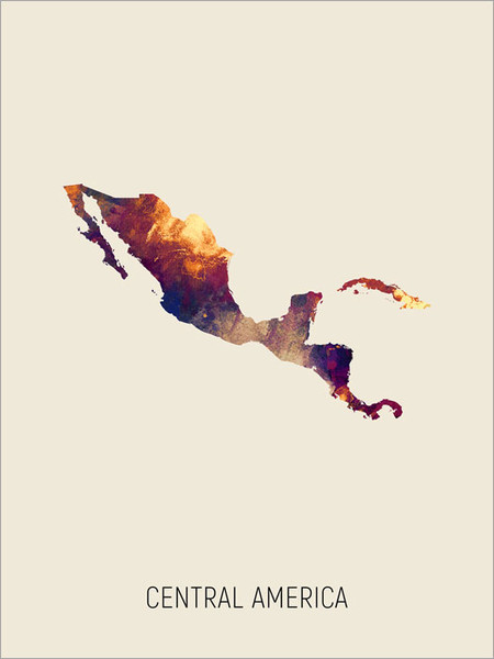 Central America Map Poster Art Print