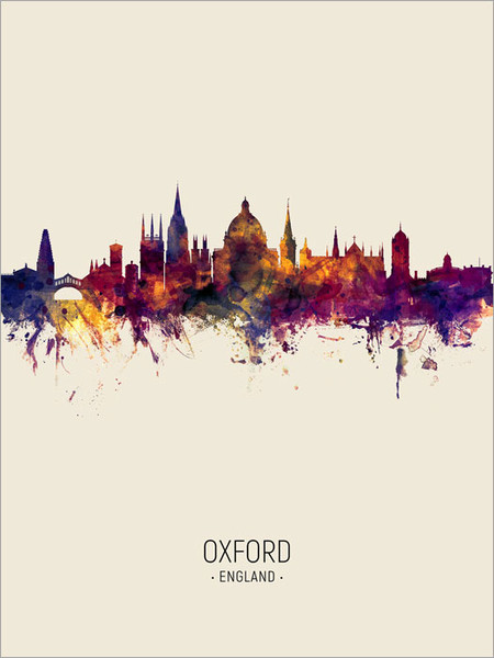 Oxford England Skyline Cityscape Poster Art Print