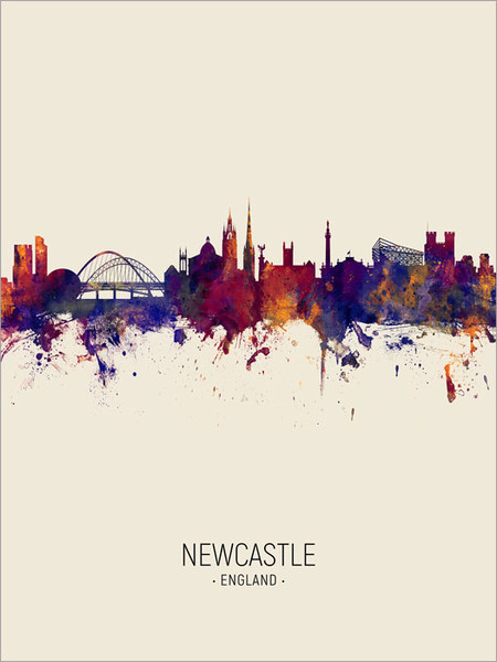 Newcastle England Skyline Cityscape Poster Art Print
