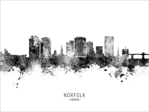 Norfolk Virginia Skyline Cityscape Poster Art Print