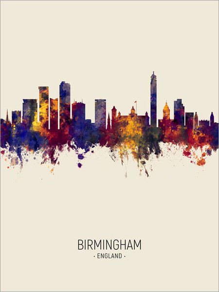 Birmingham England Skyline Cityscape Poster Art Print