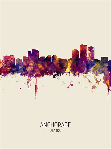 Anchorage Alaska Skyline Cityscape Poster Art Print