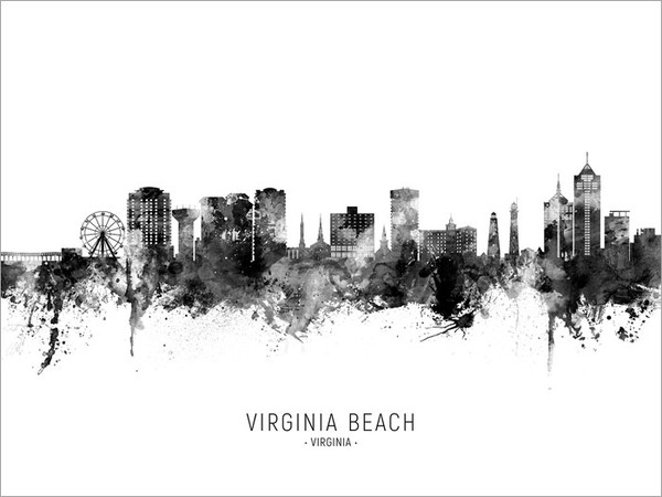 Virginia Beach Virginia Skyline Cityscape Poster Art Print
