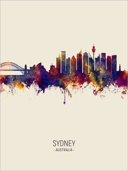 Sydney Australia Skyline Cityscape Poster Art Print