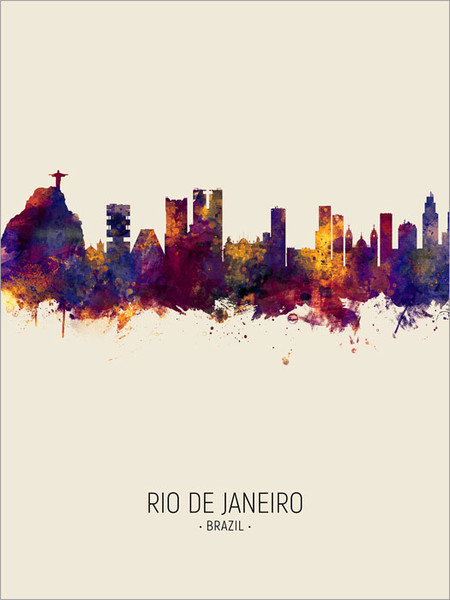 Rio de Janeiro Brazil Skyline Cityscape Poster Art Print