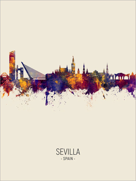 Sevilla Spain Skyline Cityscape Poster Art Print