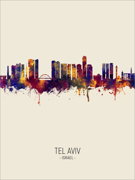 Tel Aviv Israel Skyline Cityscape Poster Art Print