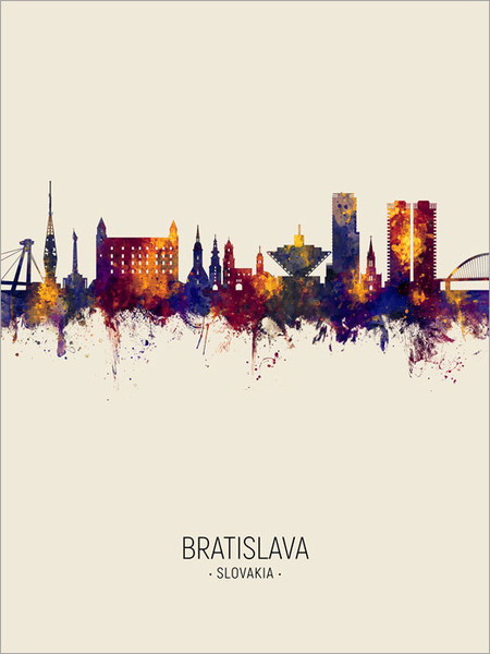 Bratislava Slovakia Skyline Cityscape Poster Art Print