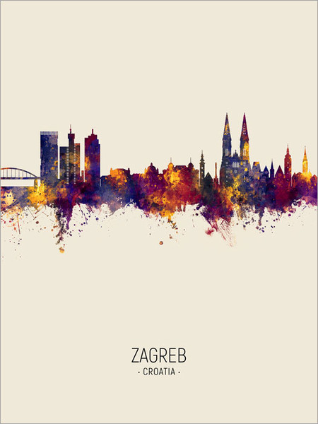 Zagreb Croatia Skyline Cityscape Poster Art Print