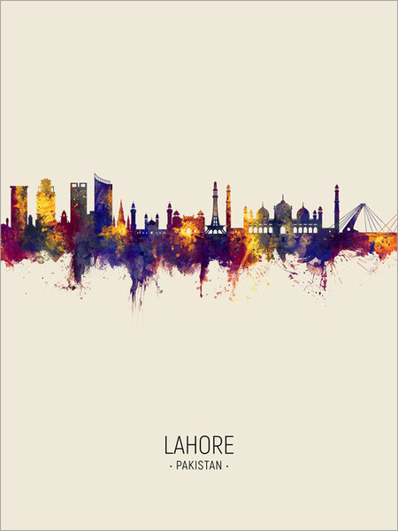 Lahore Pakistan Skyline Cityscape Poster Art Print