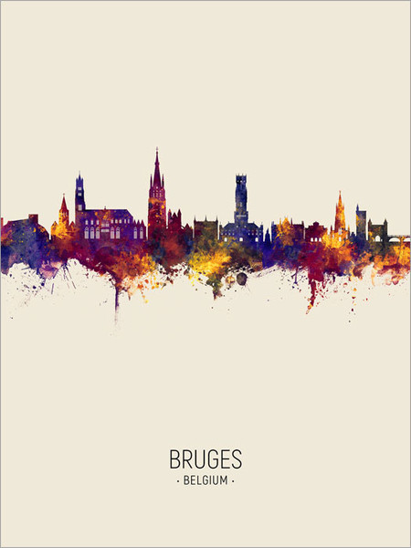 Bruges Belgium Skyline Cityscape Poster Art Print